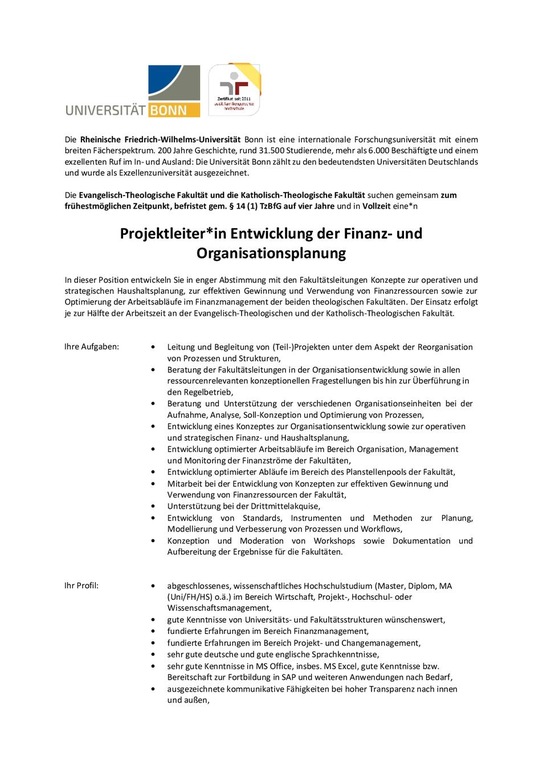 Ausschreibung Projektleiter*in