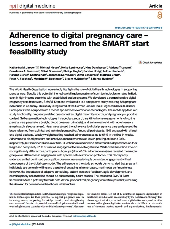 Adherence to digital pregnancy care