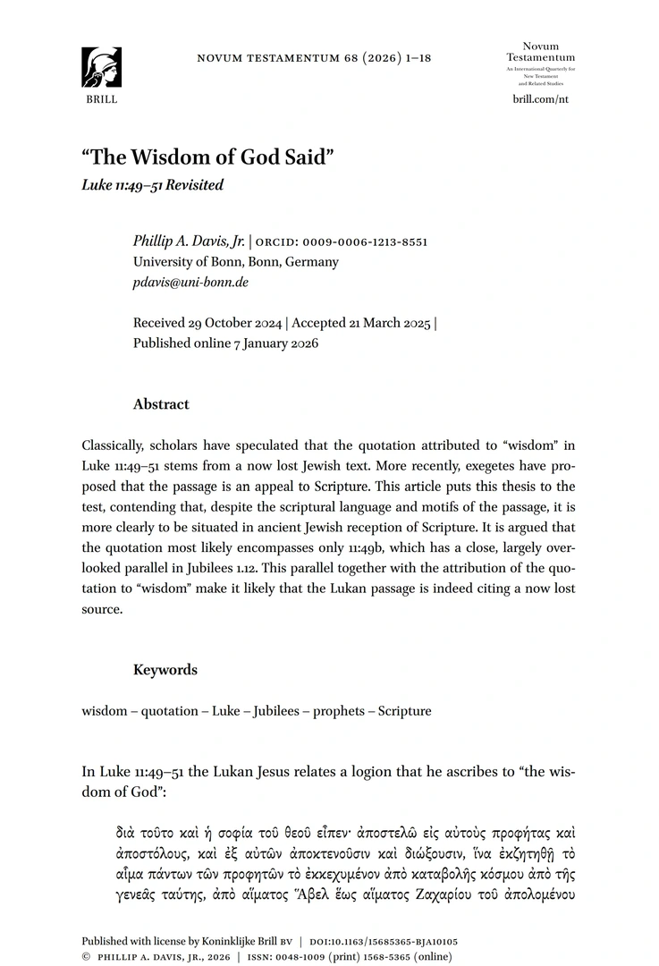 'The Widom of God Said': Luke 11:49-51 Revisited