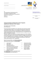 Antrag auf Zulassung zum Ph.D.-Programm