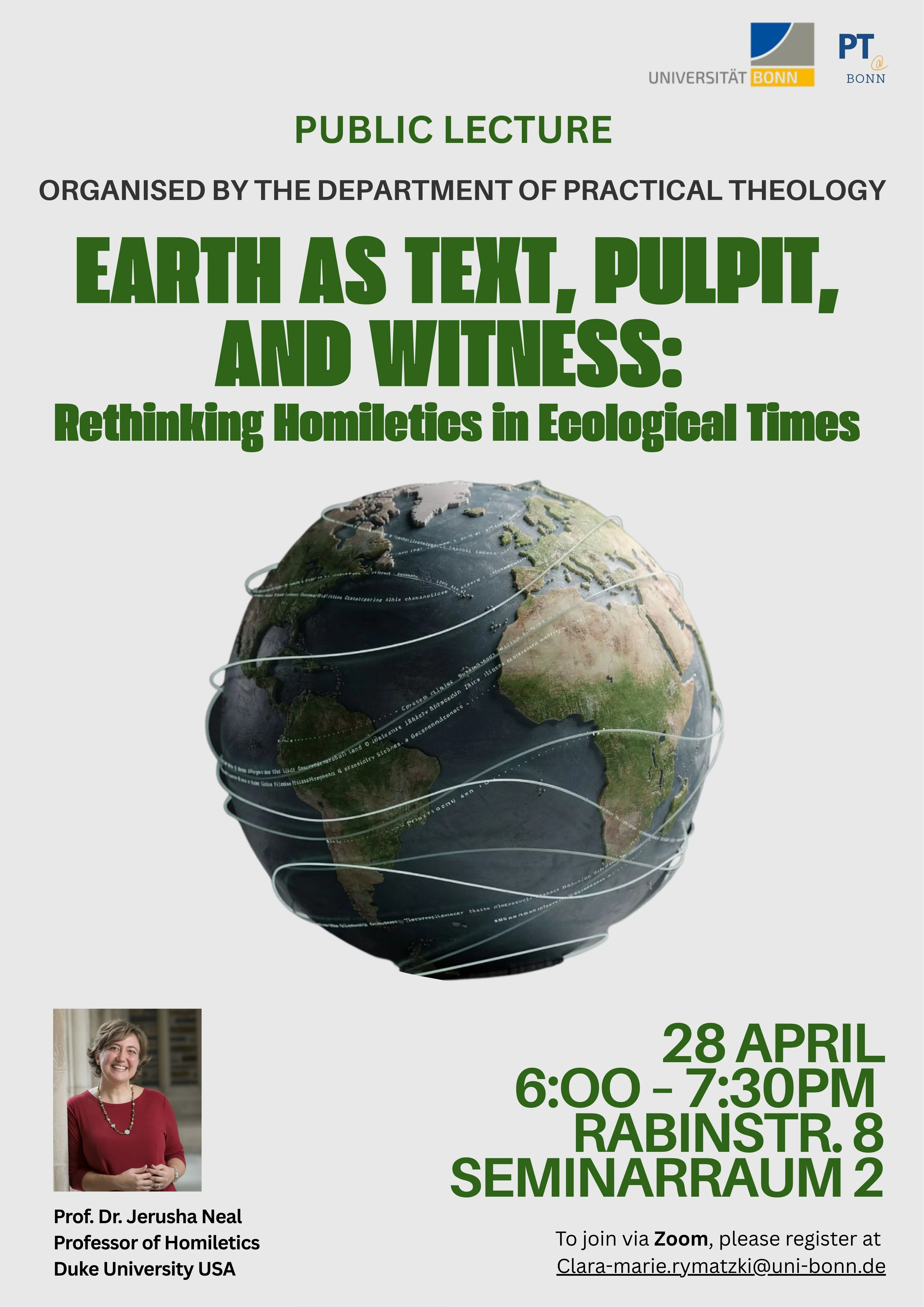 Öffentlicher Vortrag: Earth as Text, Pulpit, and Witness