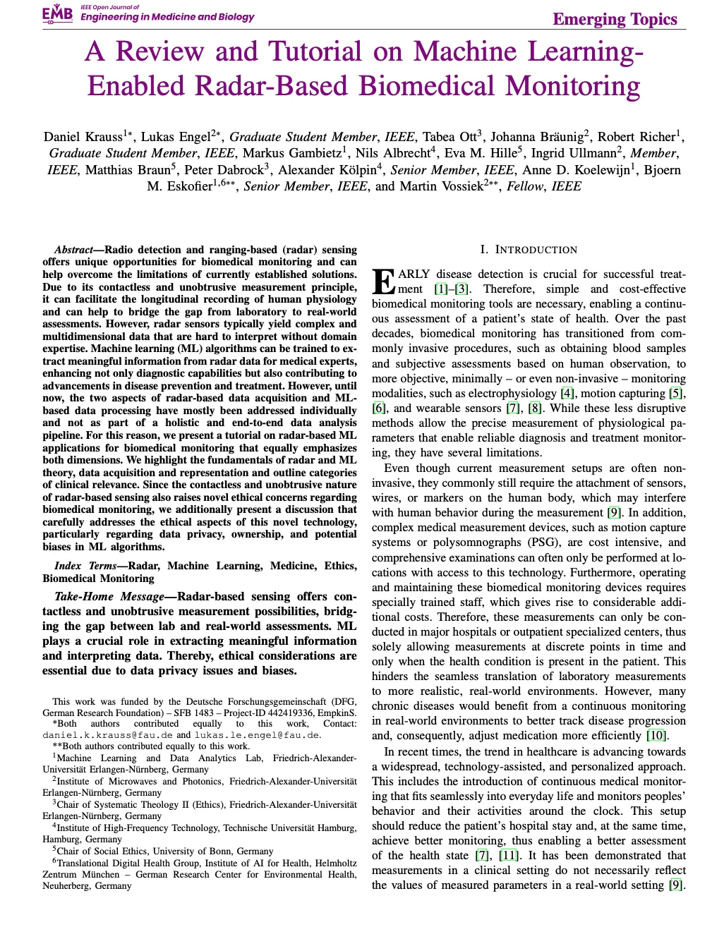 A Review and Tutorial on Machine Learning-Enabled Radar-Based Biomedical Monitoring