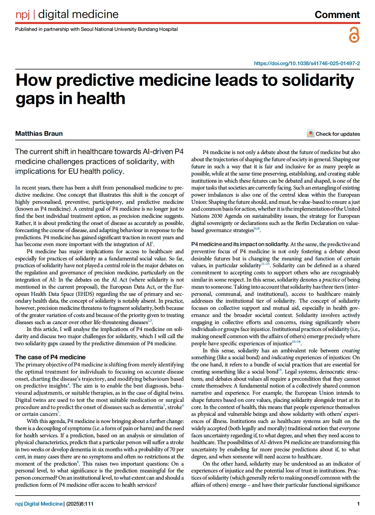 How predictive medicine leads to solidarity gaps in health